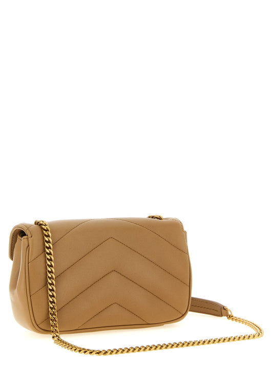 Beige Lamb Leather Crossbody Bag