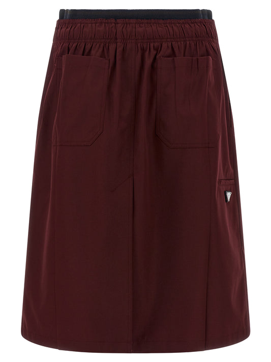 Bordeaux Polyester Midi Skirt