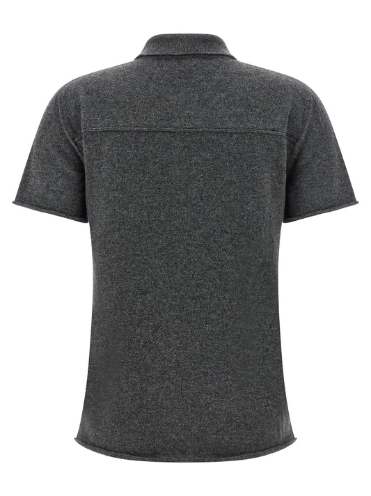 Gray Cashmere Polo Shirt