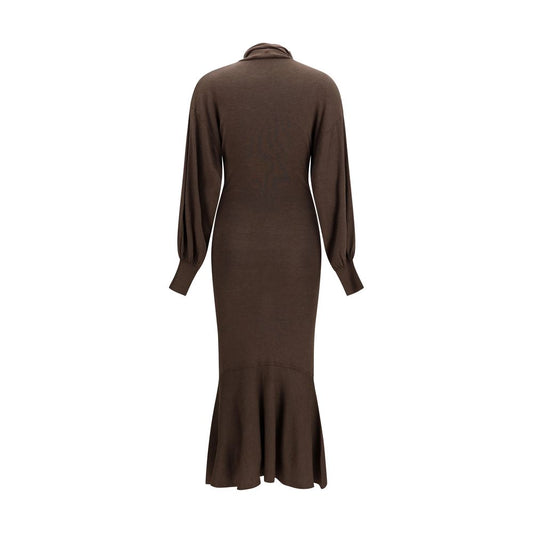 Brown Silk Casual Dress