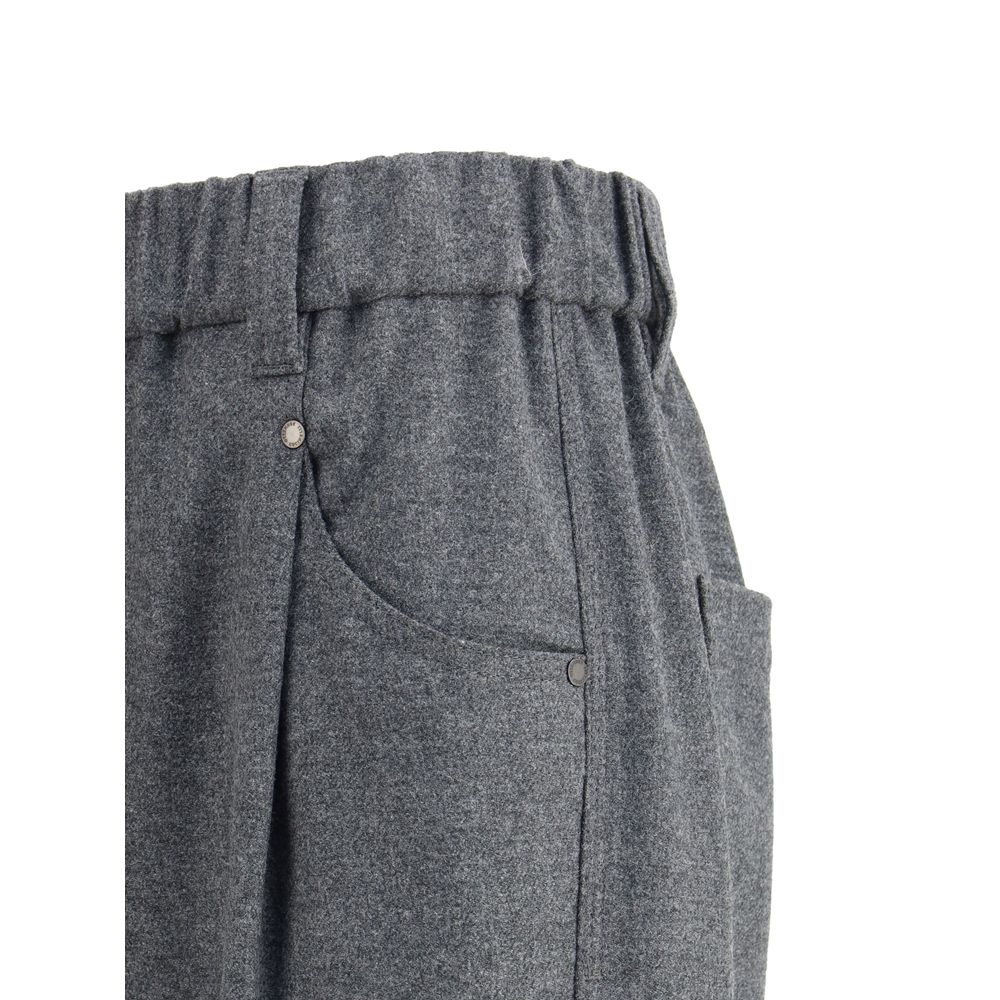 Gray Wool Casual Pants