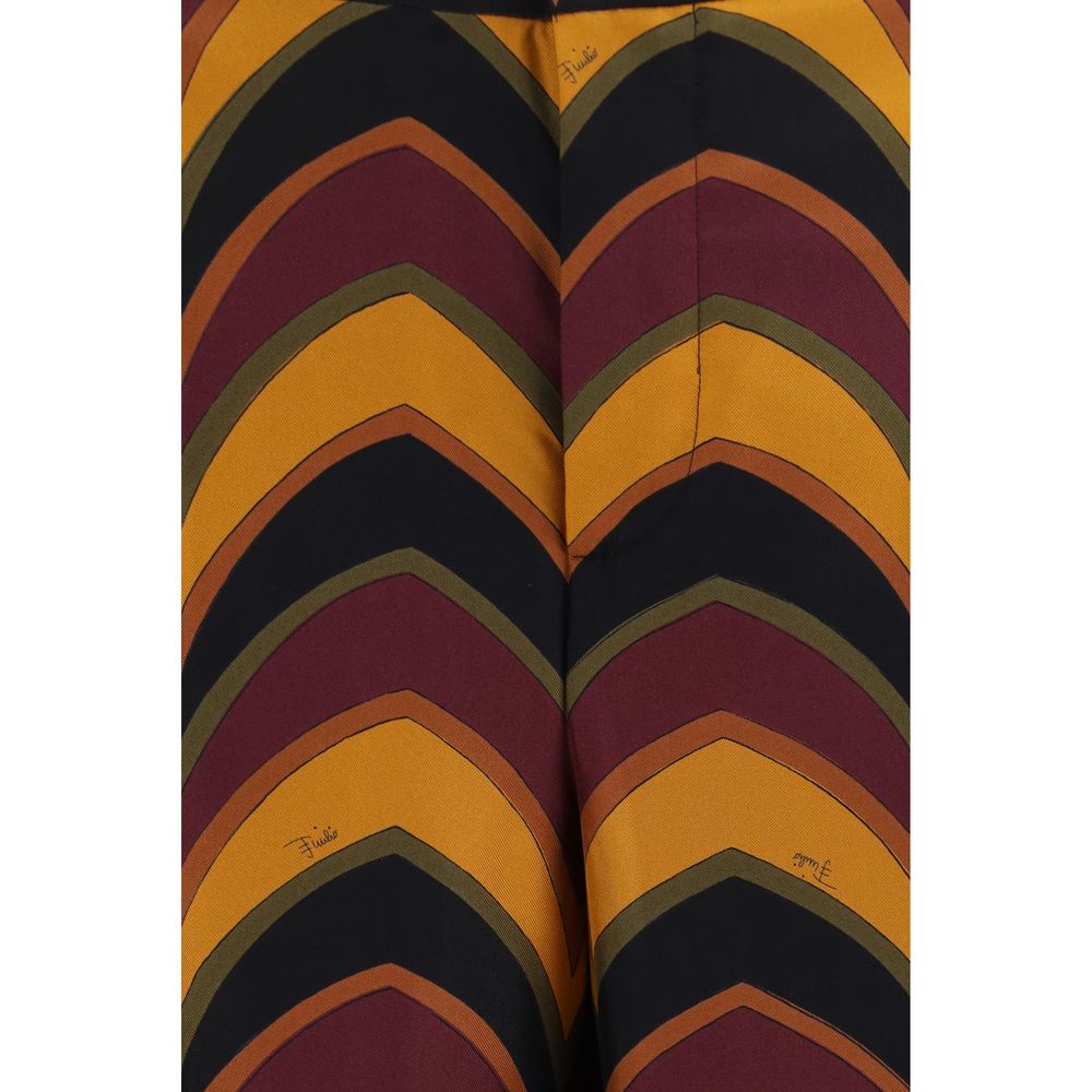 Multicolor Silk Casual Pants