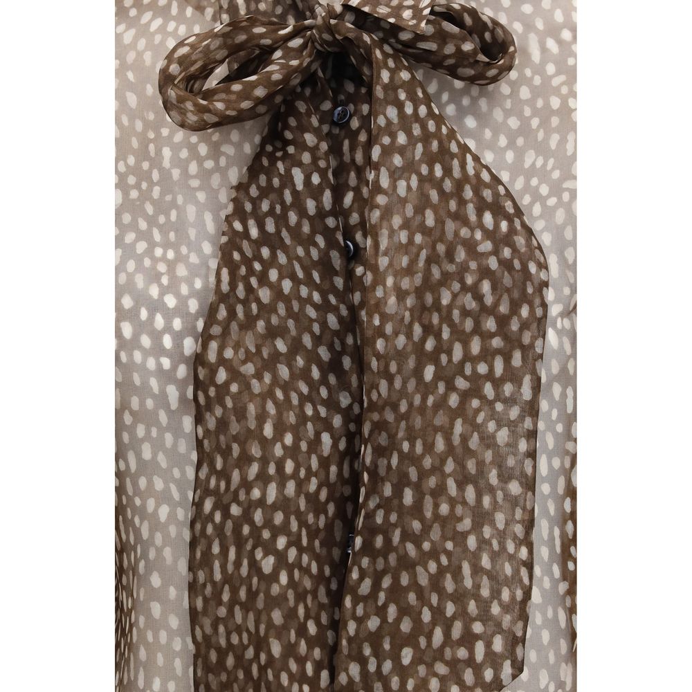 Brown Silk Pattern Shirt