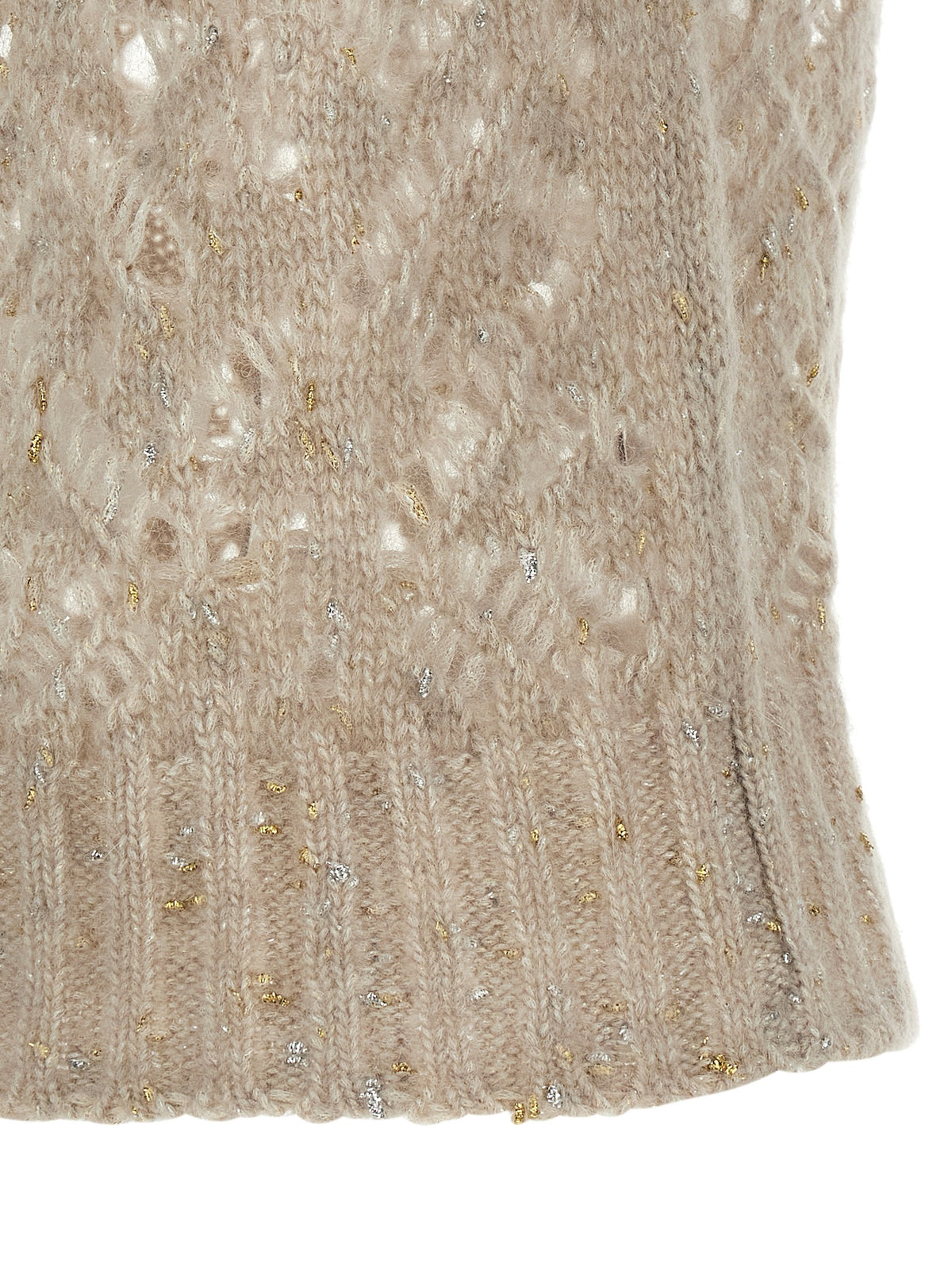 Beige Alpaca Leather Sleeveless Jacket