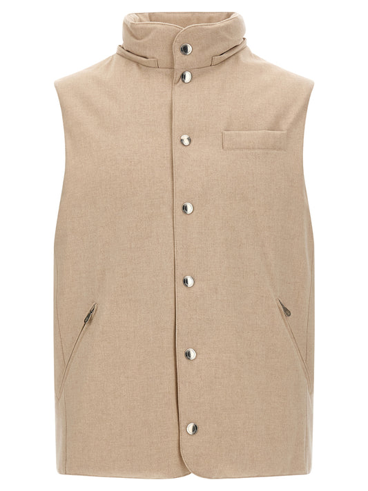Beige Wool Sleeveless Jacket
