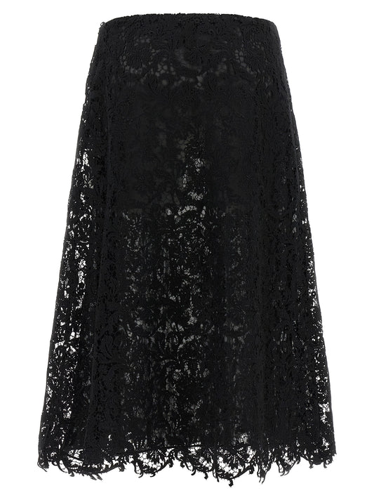 Black Cotton Midi Skirt