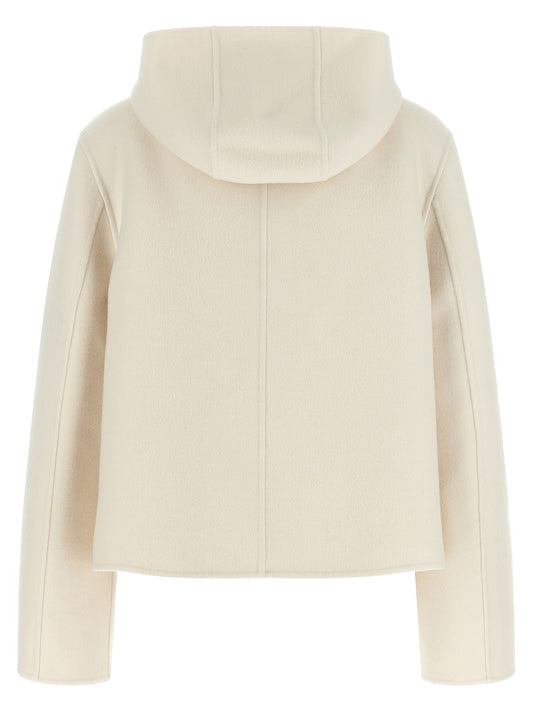 White Virgin Wool Full-Length Jacket