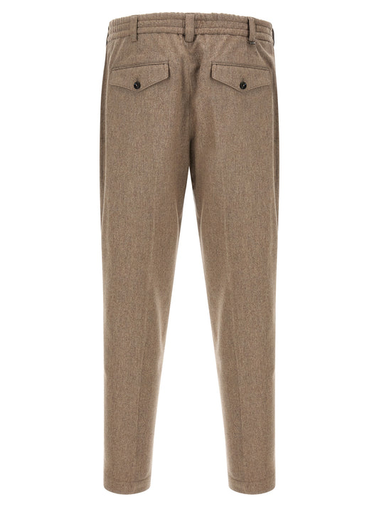 Beige Virgin Wool Casual Pants