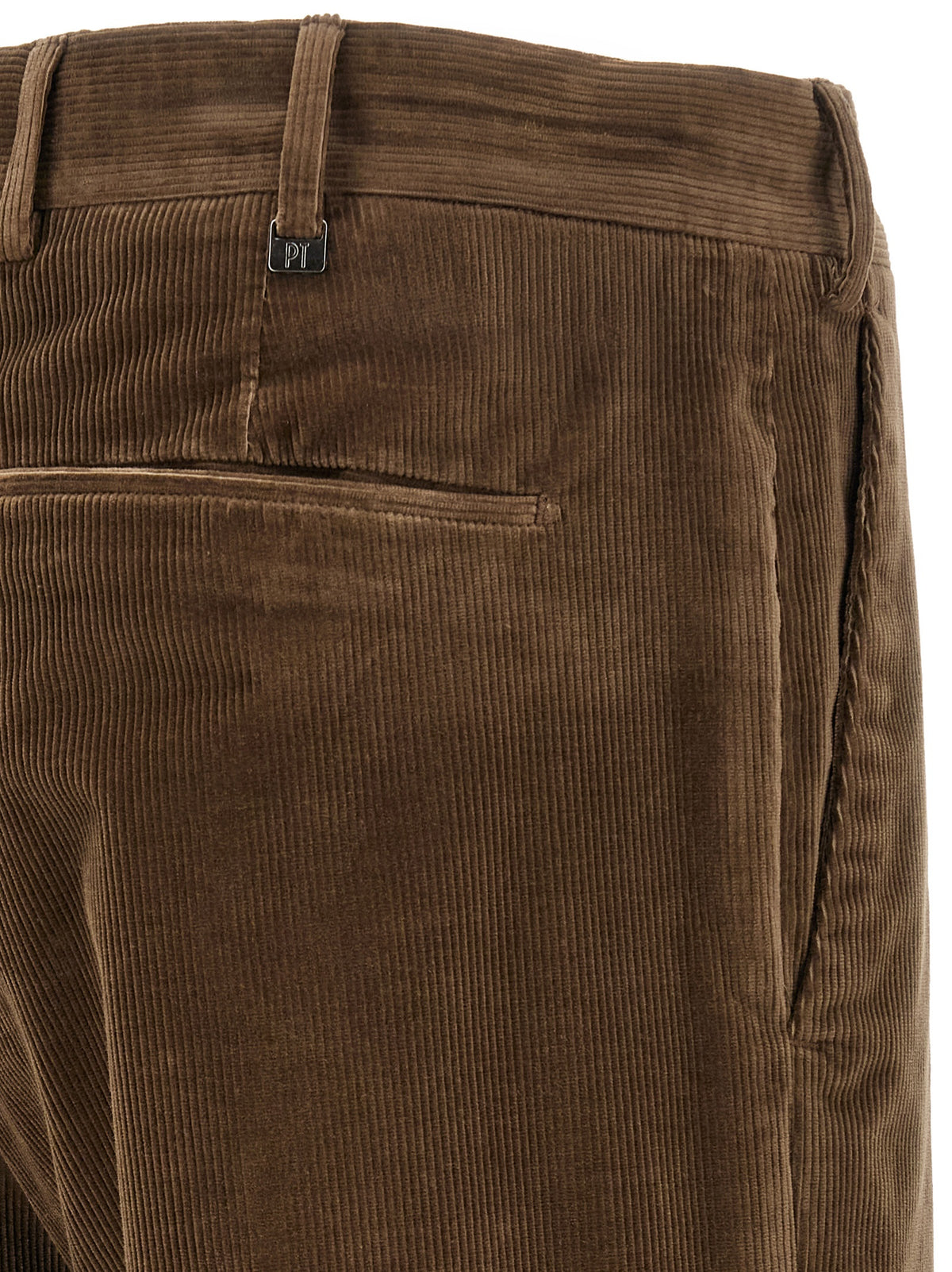 Brown Cotton Casual Pants