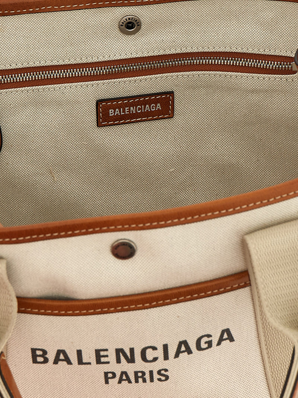 Beige Leather Tote Bag
