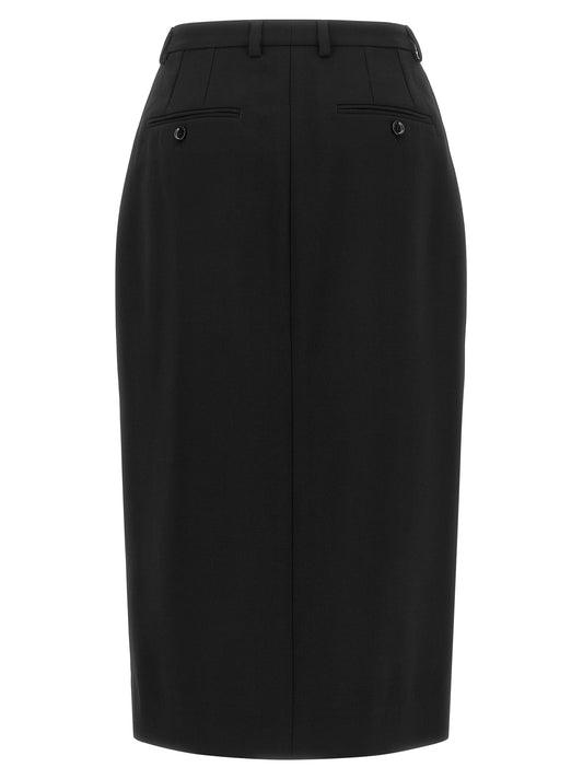 Black Virgin Wool Midi Skirt