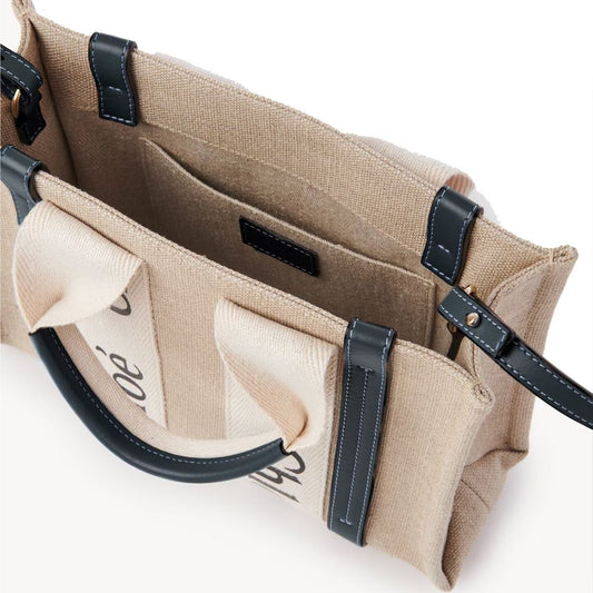 Beige Linen Tote Bag