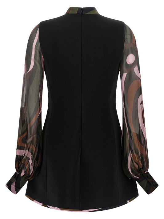 Black Viscose Short Dress