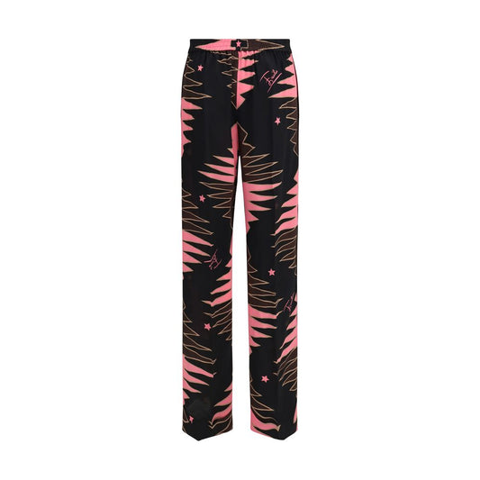 Multicolor Silk Casual Pants