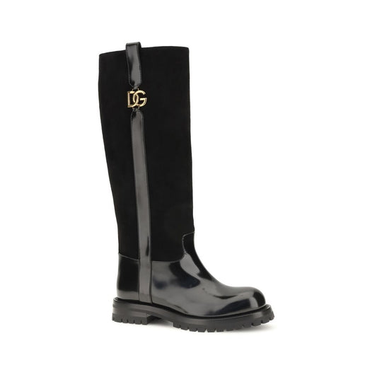 Black Calf Leather Bos Taurus Flat Boots