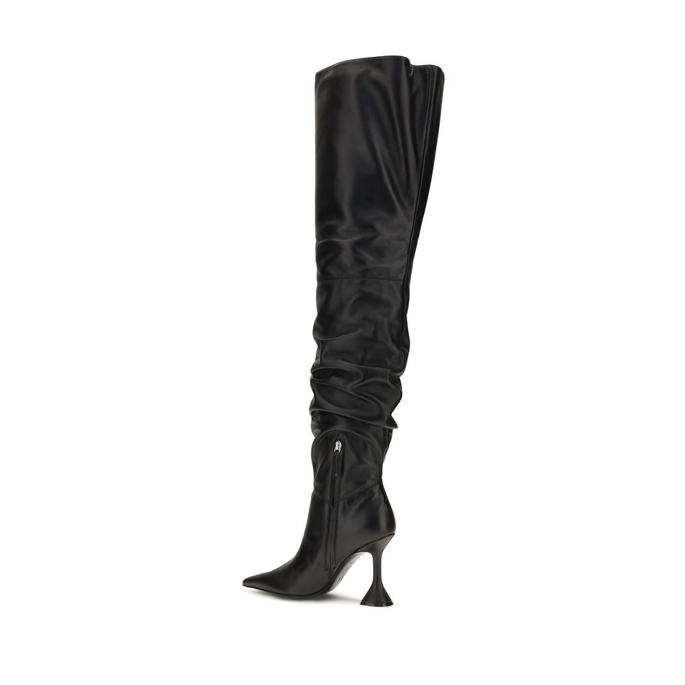 Black Calf Leather Bos Taurus Over The Knee