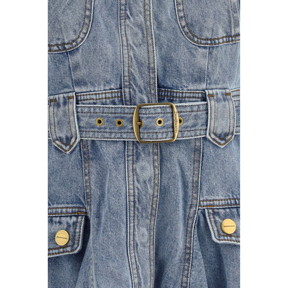 Blue Cotton Casual Dress