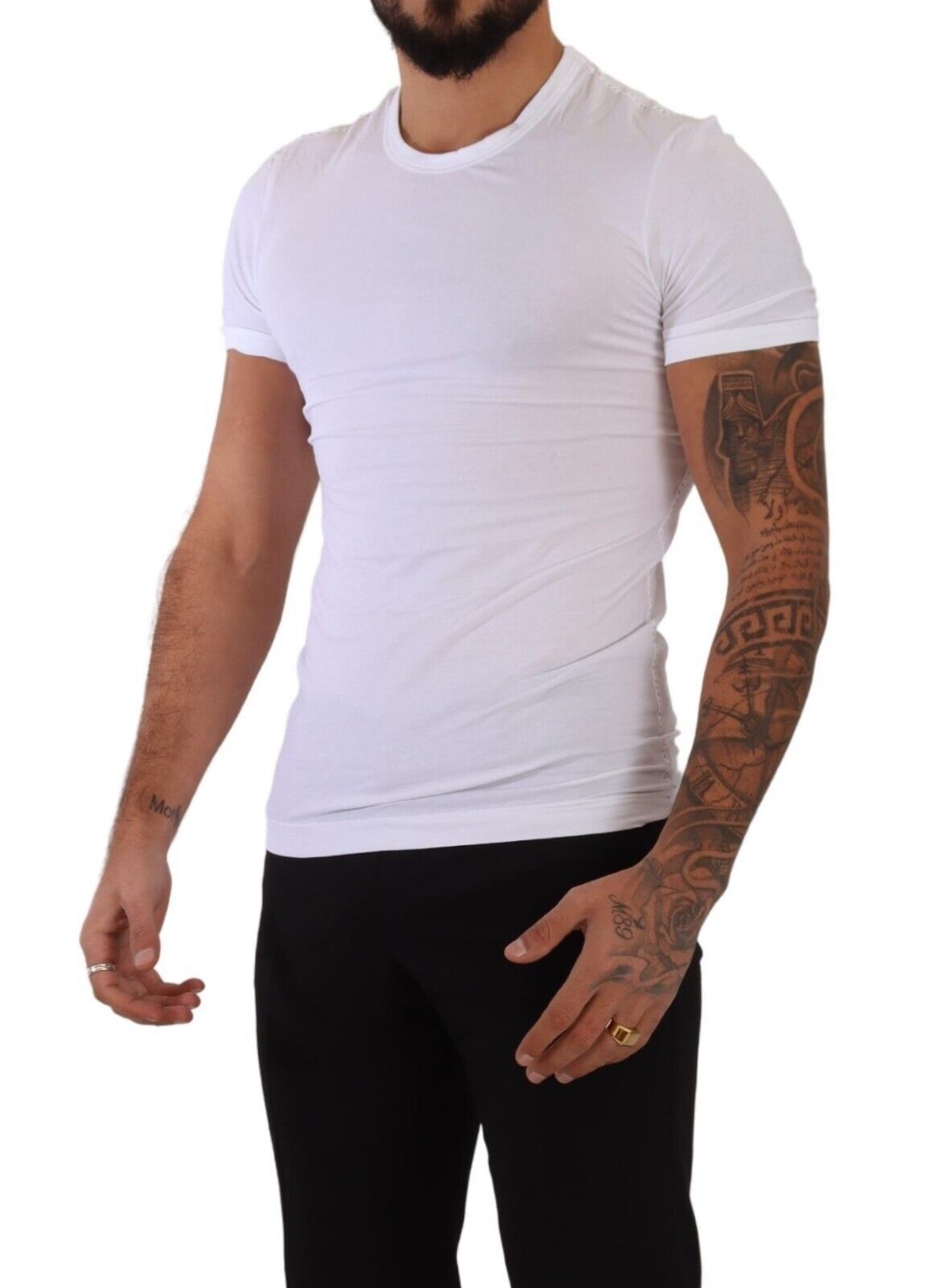 White Round Neck Cotton Stretch T-shirt Underwear