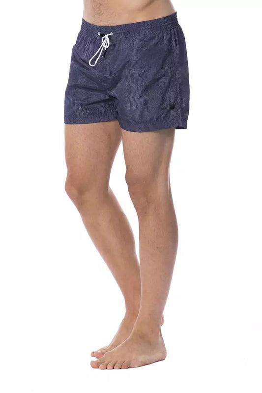 Blue Polyester Men's Swim Trunk