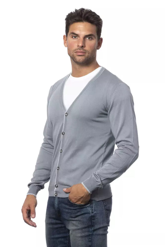 Gray Cotton Men's Cardigan