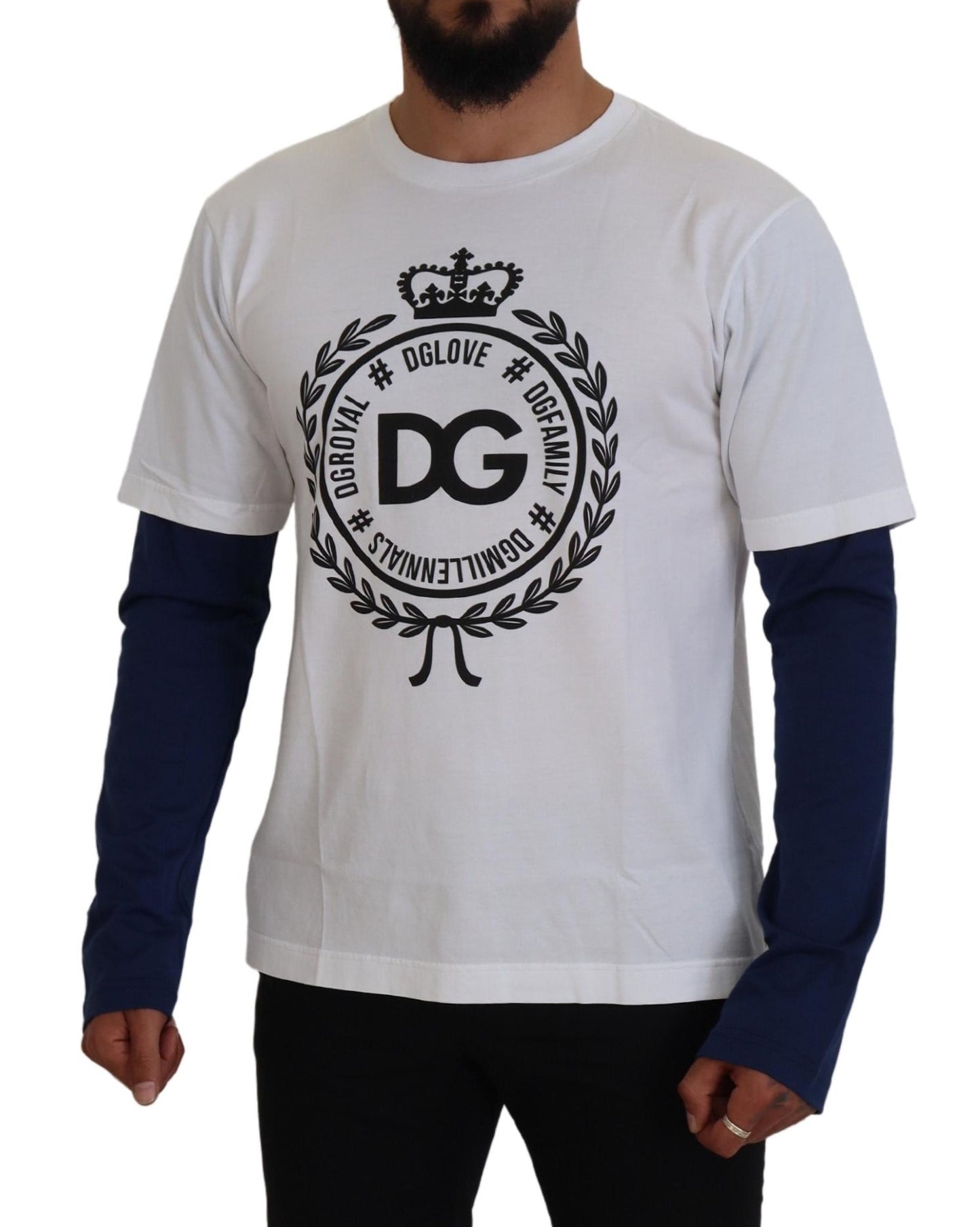 White Blue DG Crown Pullover Sweater