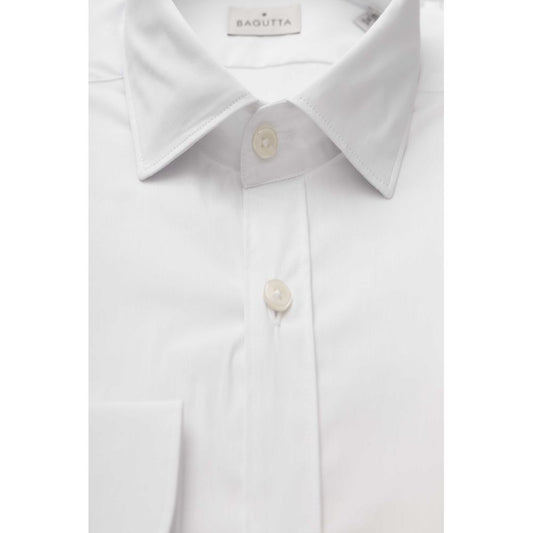 White Cotton Men's Shirt Slim Fit With French Collar