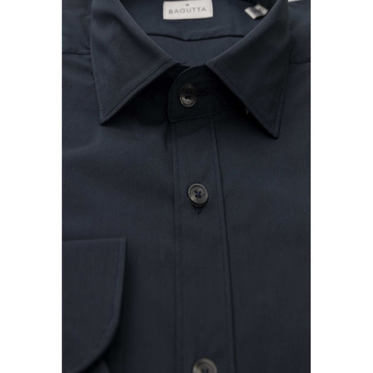 Blue Cotton Men Shirt Slim Fit with French Collar