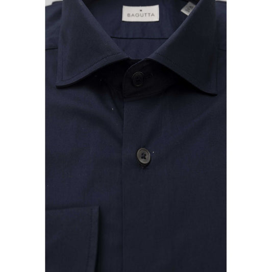 Blue Cotton Men's Slim Shirt