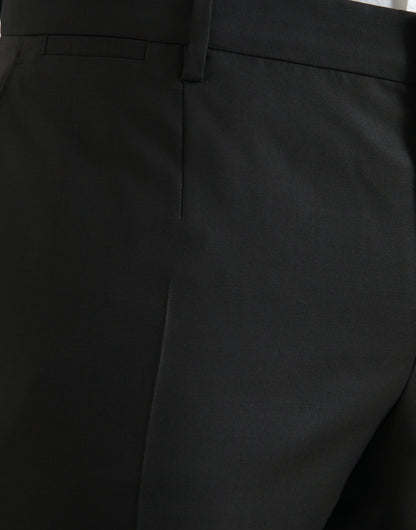 Black Wool Silk Skinny Dress Pants