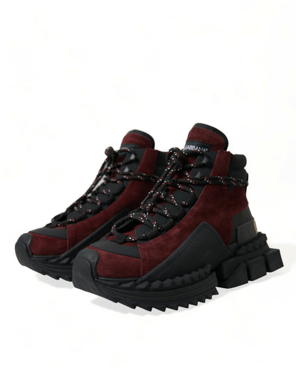 Burgundy Leather High Top Sneakers