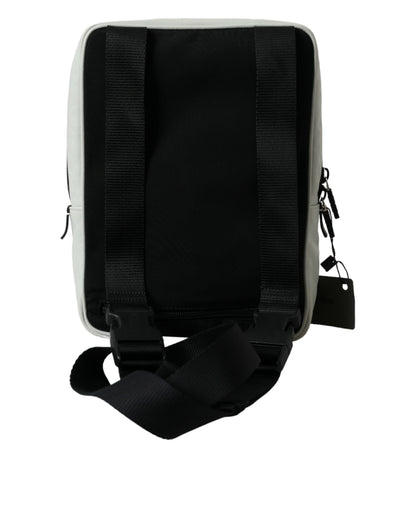 Elegant Black and White Leather Crossbody Bag