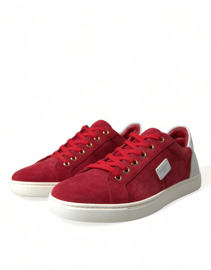 Elegant Red & White Low Top Sneakers