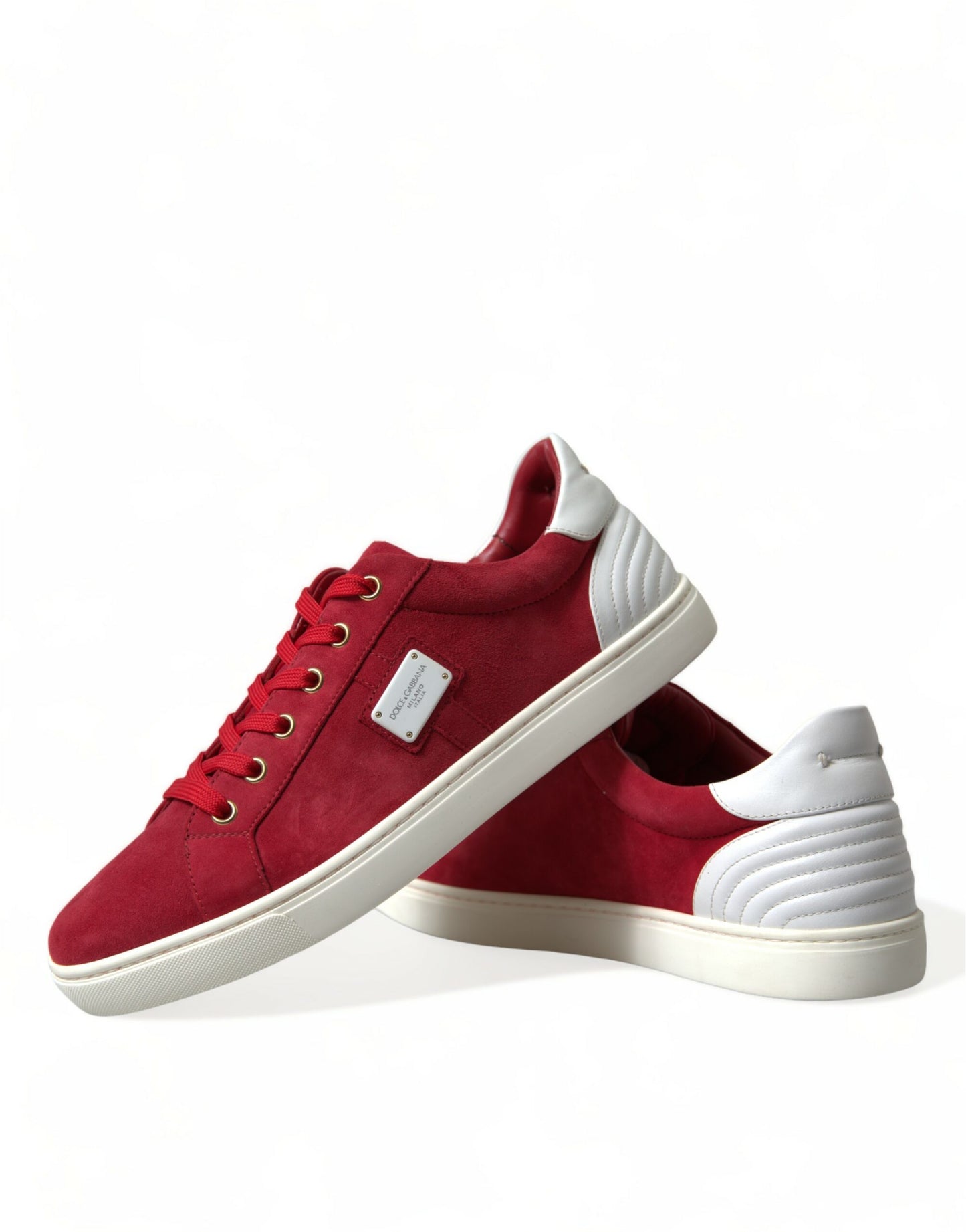 Elegant Red & White Low Top Sneakers