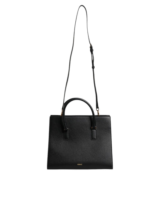 Black Large Leather Top Handle Shoulder Crossbody Bag