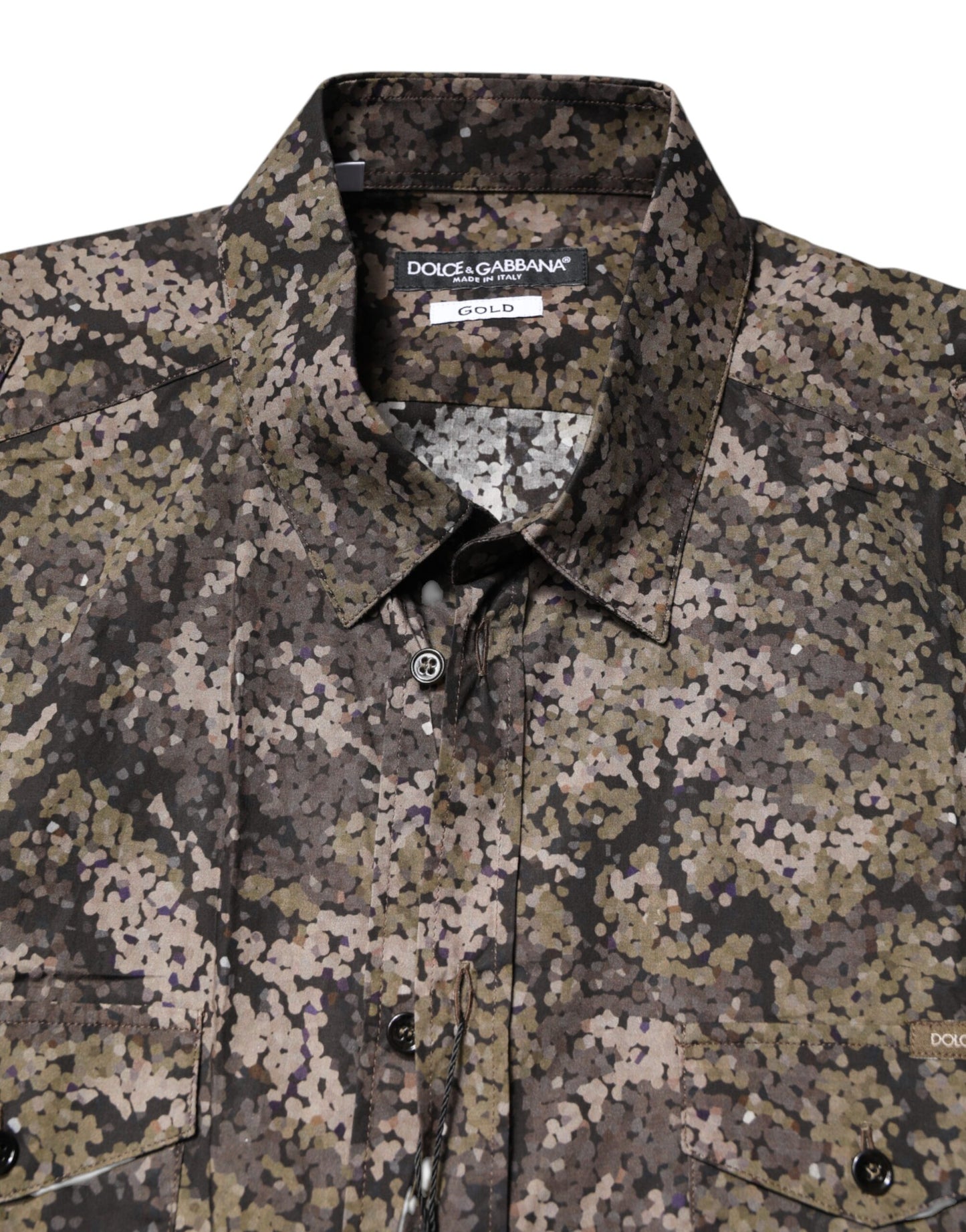 Multicolor Camouflage Button Down GOLD Shirt