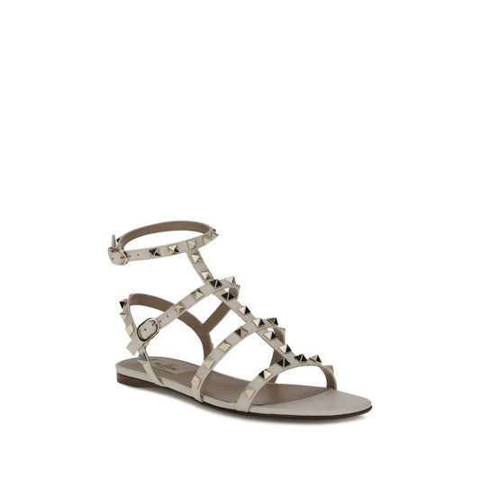 White Calf Leather Bos Taurus Flat Sandals