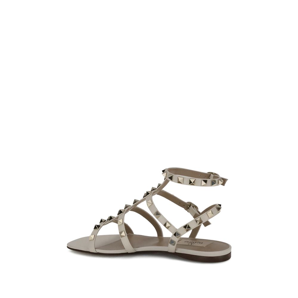 White Calf Leather Bos Taurus Flat Sandals