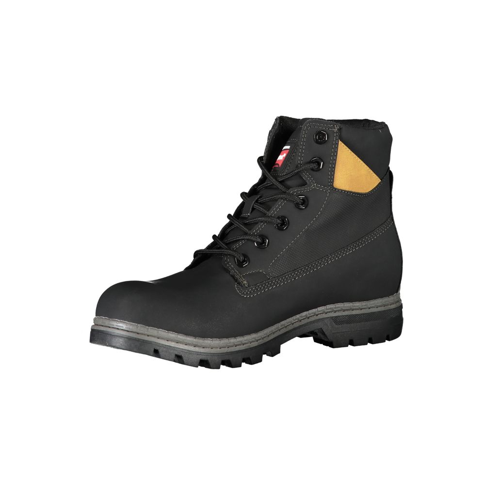 Black Polyurethane Men Ankle Boot