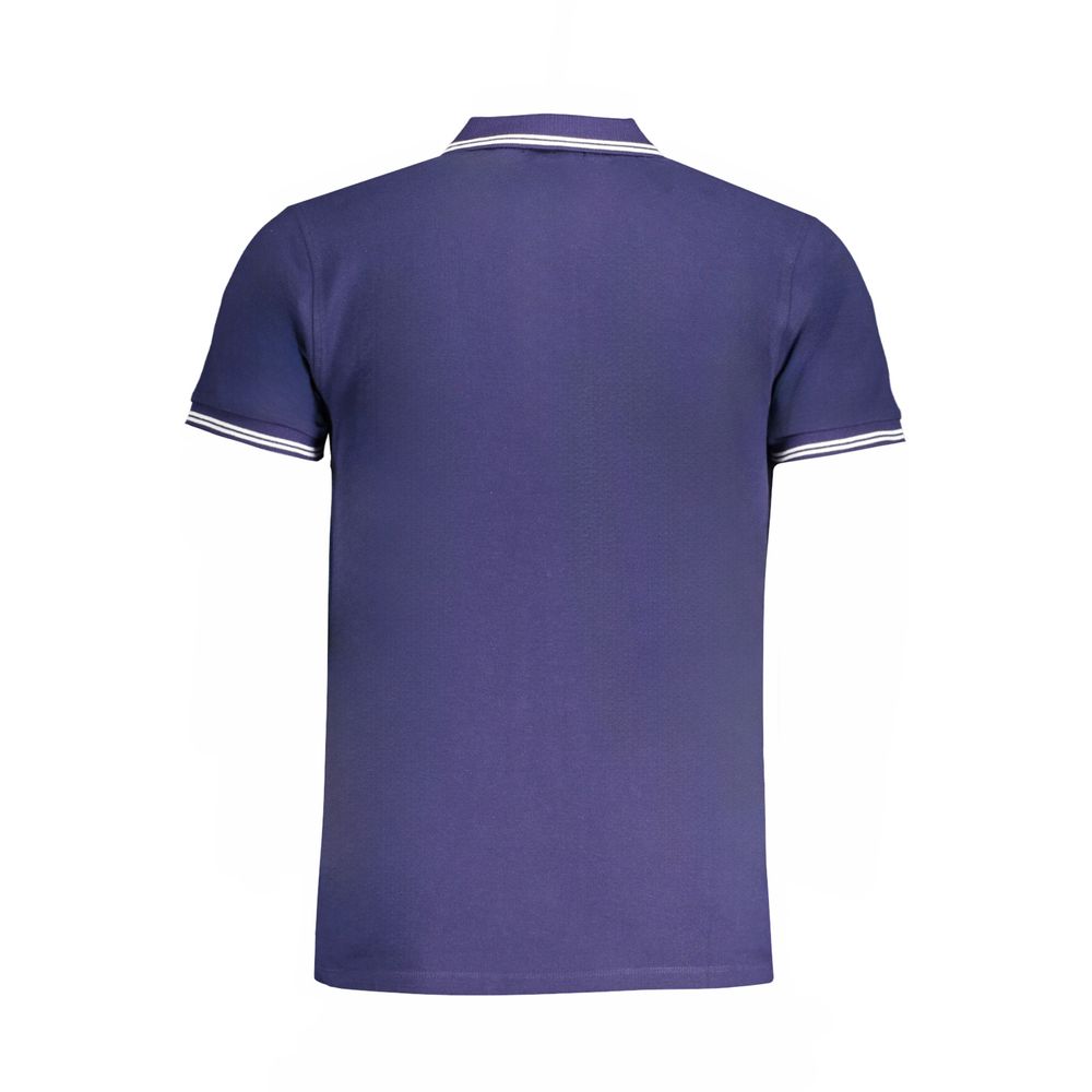 Blue Cotton Men Polo Shirt