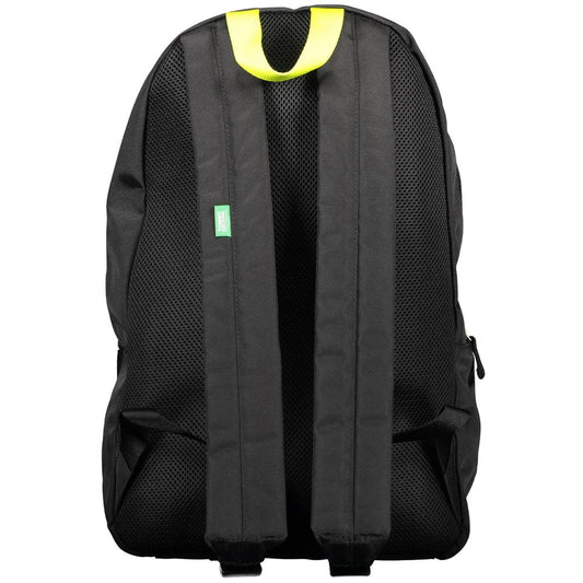 Black Recycled Polyester Men Backpack