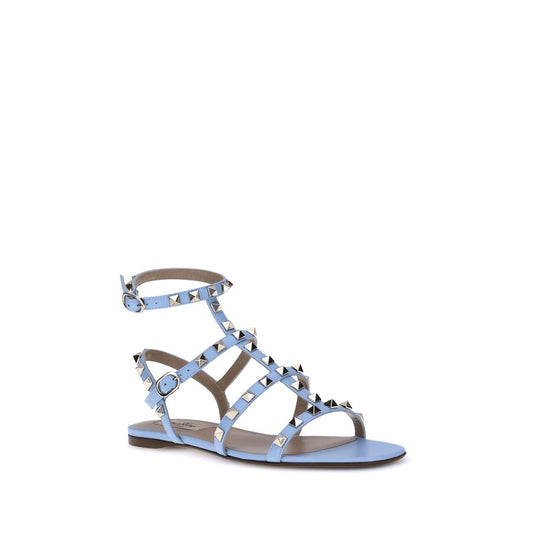 Light Blue Calf Leather Bos Taurus Flat Sandals