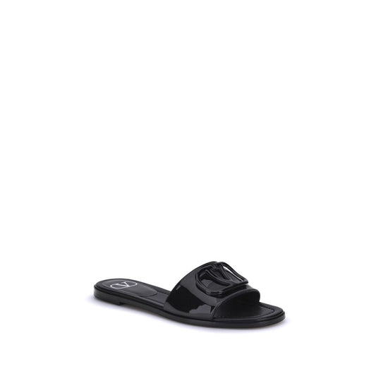 Black Calf Leather Bos Taurus Flat Sandals