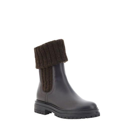 Black Calf Leather Bos Taurus Ankle Boots