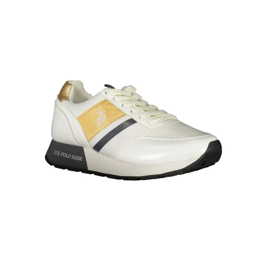 White Polyurethane Women Sneaker