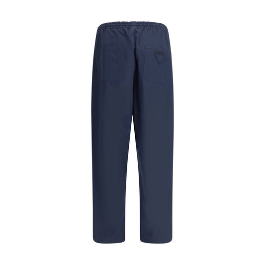 Blue Cotton Casual Pants