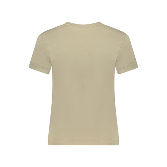 Beige Organic Cotton Women T-Shirt