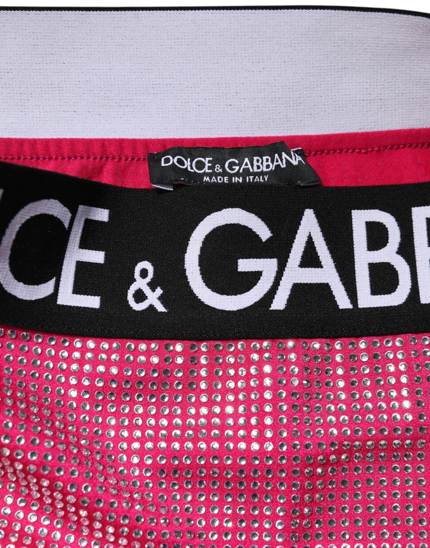 Pink Rhinestone Embellished Logo Mini Skirt
