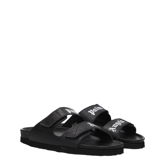 Black Leather Slippers