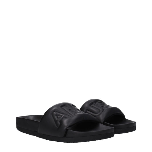Black Leather Slippers