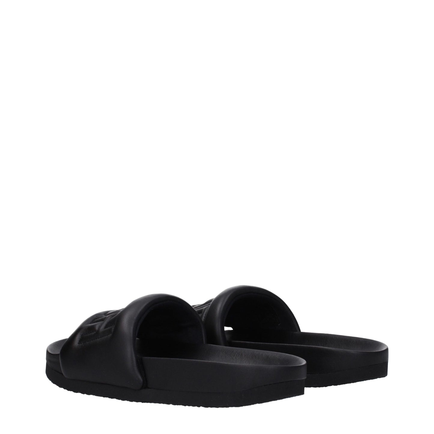 Black Leather Slippers